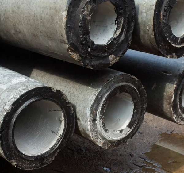 Concrete Pipes Tubes Posts Columns Pile Pillar Construction Material — Stock Photo, Image