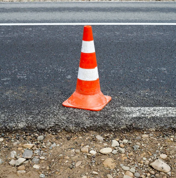 Traffic Cone Asphalt Road Roadworks Road Construction — Stock Photo, Image