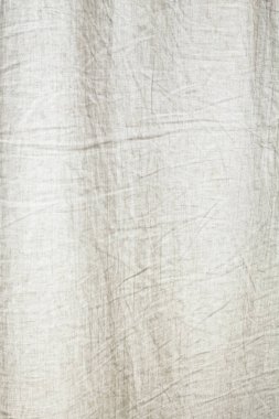 Arkaplan veya doku için beyaz buruşuk keten kumaş.