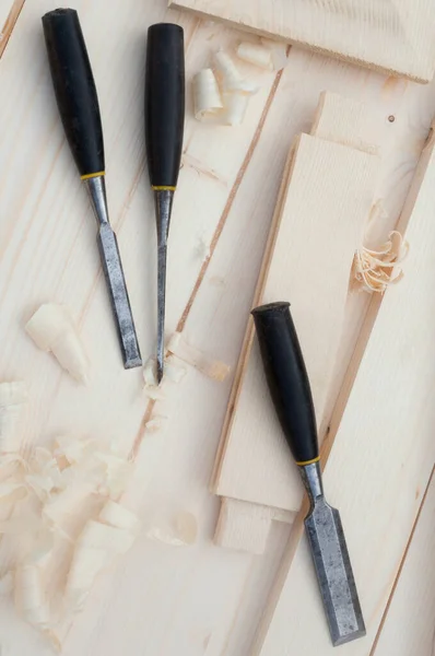 Стамески Инструменты Столяра Плотника Деревообрабатывающие Инструменты Крупный План — стоковое фото