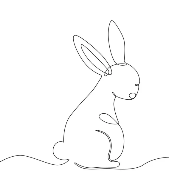 Paskalya Tavşanı Sürekli Tek Bir Çizgiyle Çizilir Modaya Uygun Minimalist — Stok Vektör