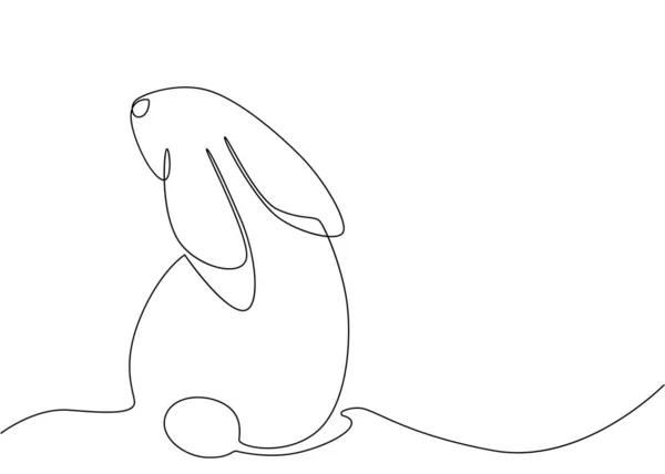 Пасхальный Кролик Рисуется Непрерывной Одной Линией Стильная Модная Минималистическая Иллюстрация — стоковый вектор