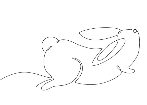 Пасхальный Кролик Рисуется Непрерывной Одной Линией Стильная Модная Минималистическая Иллюстрация — стоковый вектор