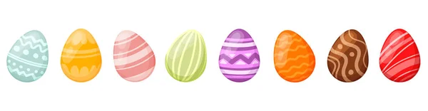 Easter Eggs Row Multi Colored Print Seamless Border Easter Eggs — Stock Vector