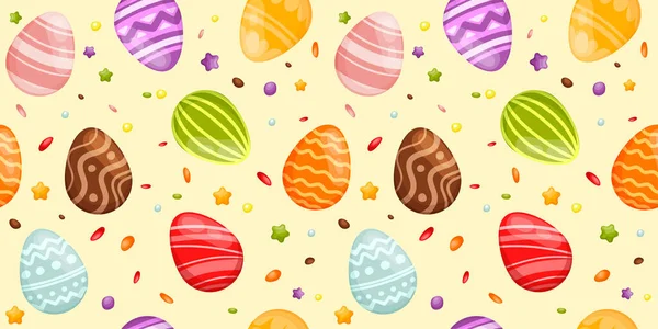 Easter Eggs Seamless Print Easter Pattern Eggs Sugar Sprinkles — Stock Vector