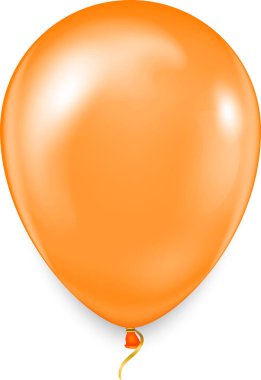 Gerçekçi turuncu renkli sıcak hava balonu. Tatil, parlak uçan balon. Beyaz arkaplanda izole.
