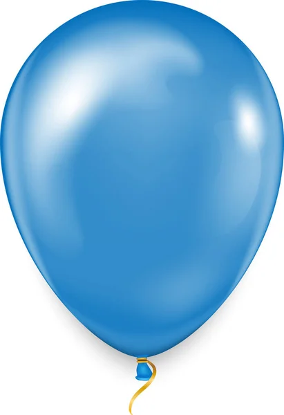 Realistický Modrý Barevný Horkovzdušný Balón Dovolená Létající Lesklý Balón Izolováno — Stockový vektor