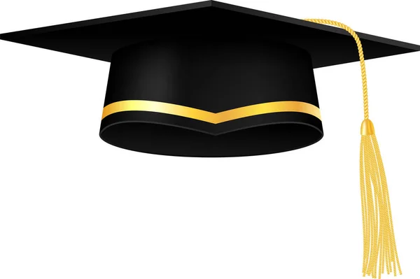 高中或大学毕业生的地址 在透明的背景下被隔离 矢量黑色3D度礼帽 学生符号 — 图库矢量图片