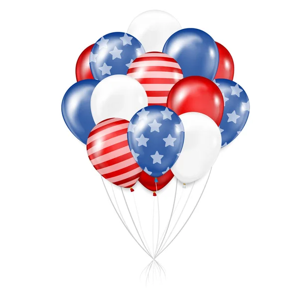 Bunt Ballonger Med Amerikansk Flagga Semester Juli Dekoration Med Ballonger — Stock vektor