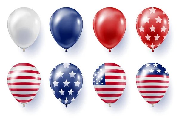 Sada Balónků Potiskem Americké Vlajky Července Den Nezávislosti Rekreační Dekorace — Stockový vektor