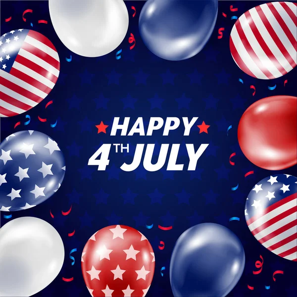Zusammensetzung Von Luftballons Mit Abdrücken Der Flagge Unabhängigkeitstag Juli Urlaubspostkarte — Stockvektor