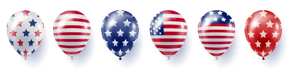 Sada Balónů Potiskem Americké Vlajky Den Nezávislosti Července Rekreační Dekorace — Stockový vektor
