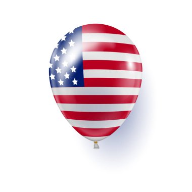 4 Temmuz Bağımsızlık Günü 'nde Amerikan bayrağı taşıyan balon. Şenlikli dekorasyon...