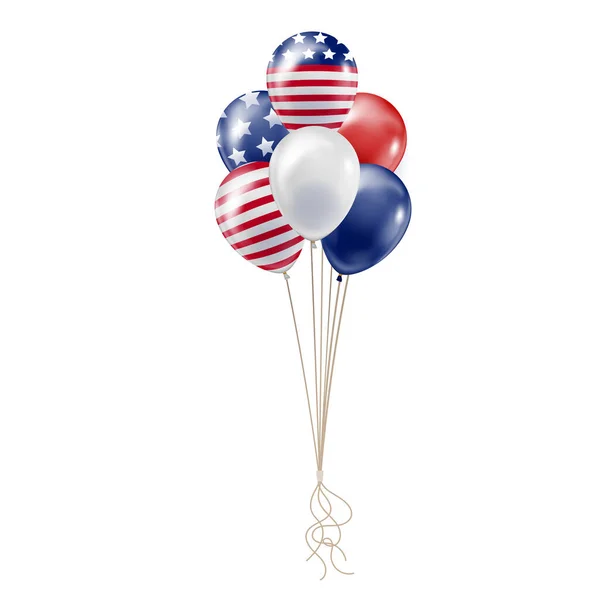 Banda Balónků Otisky Americké Vlajky Července Den Nezávislosti Rekreační Dekorace — Stockový vektor