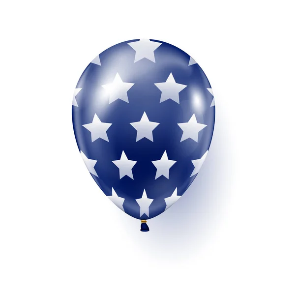 Modré Horkovzdušné Balónky Bílými Hvězdami Otisky Americké Vlajky Den Nezávislosti — Stockový vektor