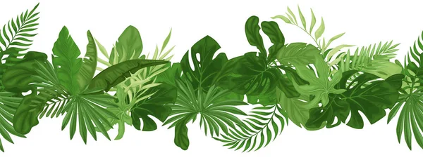 Tropical Seamless Border Pattern Palm Leaves Design Postcards Invitations Textiles — Διανυσματικό Αρχείο