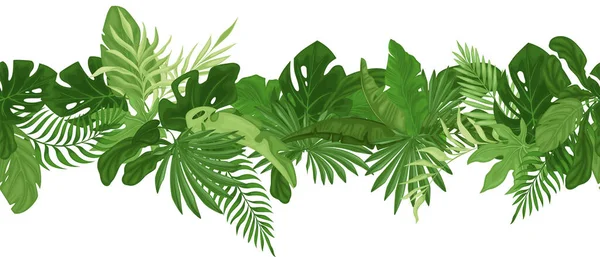Tropical Απρόσκοπτη Μοτίβο Συνόρων Φύλλα Φοίνικα Διάνυσμα — Διανυσματικό Αρχείο