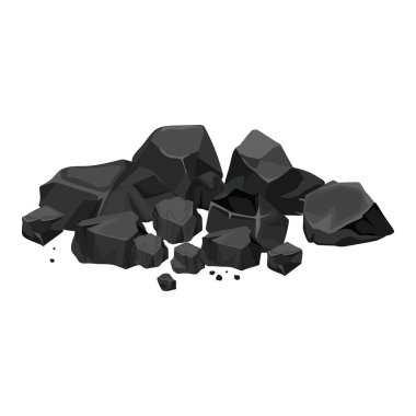 Enerji yığını kömür izole çizgi film ikonu. Vektör karikatür dağınık kömür enerjisi. Madencilik.