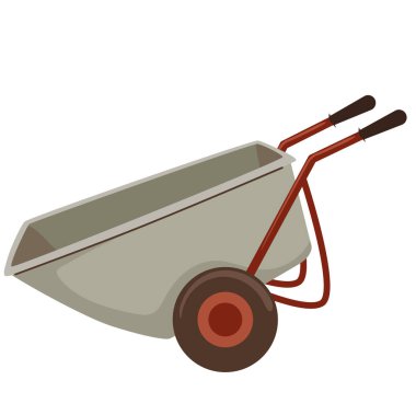 Bahçe arabası, bahçe aletleri, el çizimi.