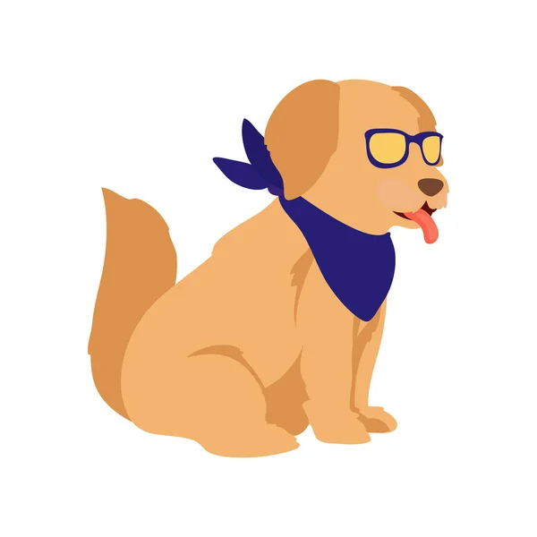 Pes Brýlemi Přes Bílou — Stockový vektor