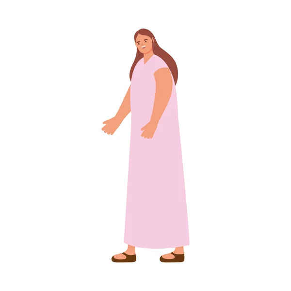 Šťastná Žena Stojící Růžovými Šaty — Stockový vektor