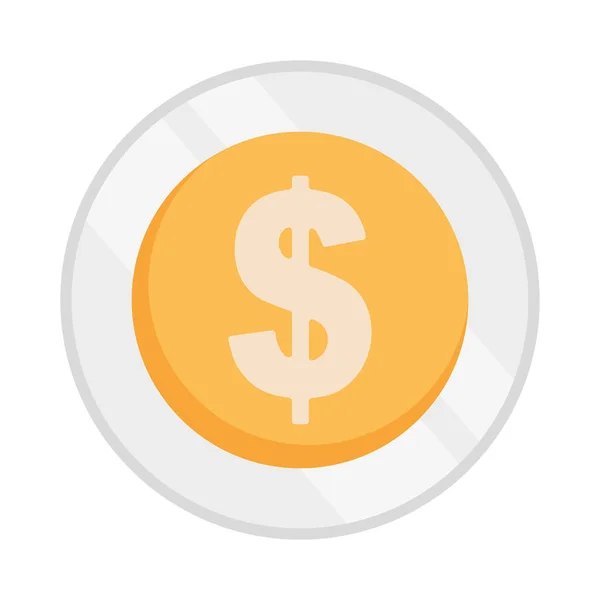 Χρήματα Εικονίδιο Κέρμα Λευκό Φόντο — Διανυσματικό Αρχείο