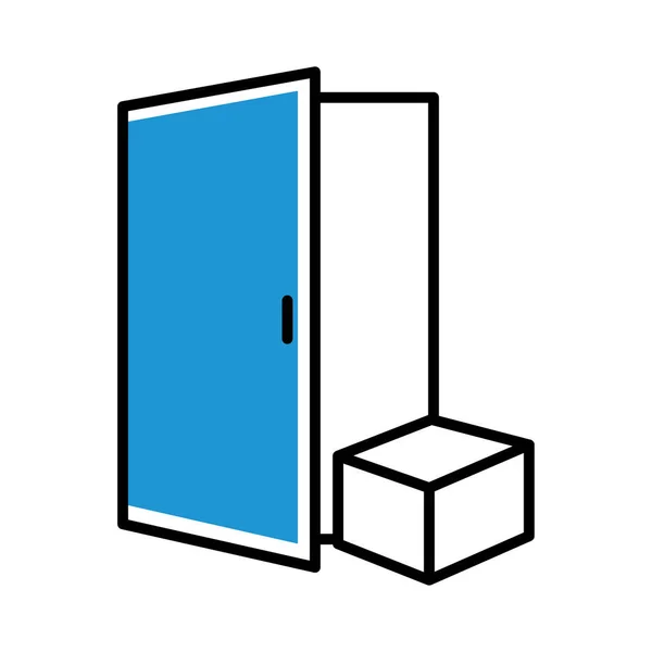 Paket Der Tür Auf Weißem Hintergrund — Stockvektor