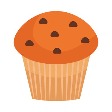 Beyaz arka planda çikolata parçacıklı kek.