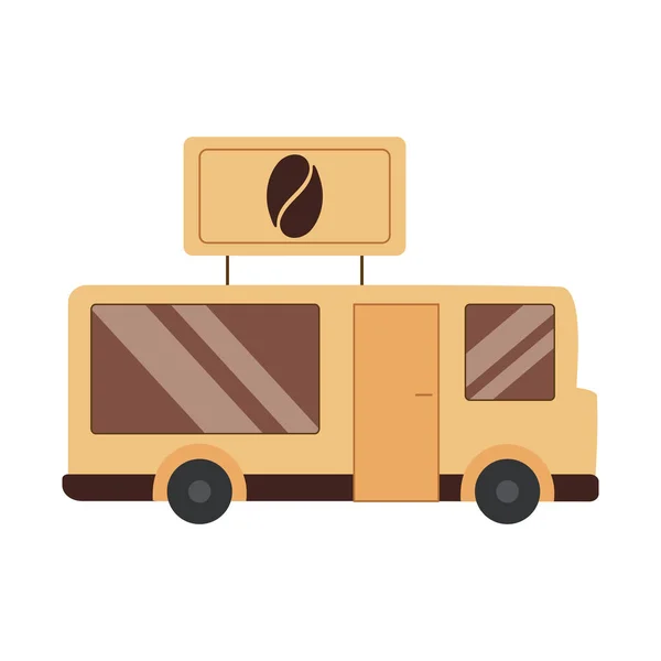 Koffie Food Truck Pictogram Witte Achtergrond — Stockvector