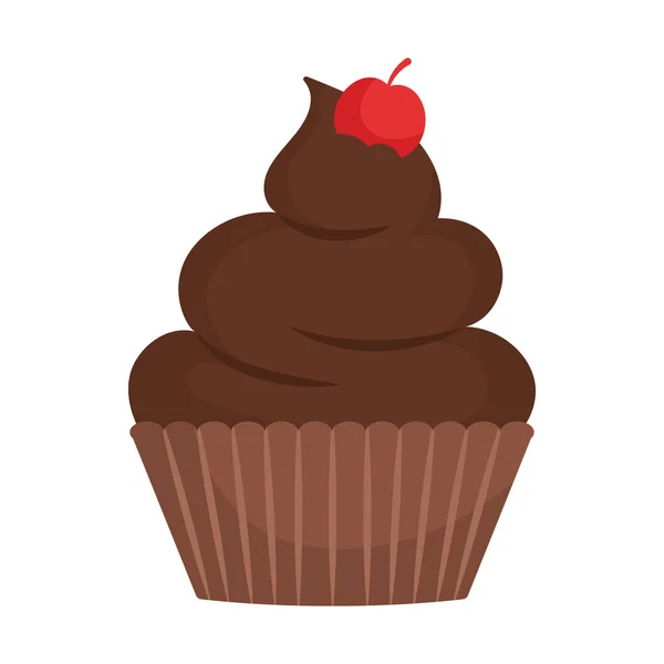 Chocolade Muffin Met Kers Erop — Stockvector