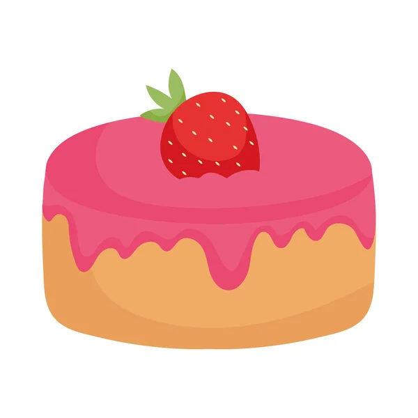 Strawberry Cake Icon White Background — Stock Vector