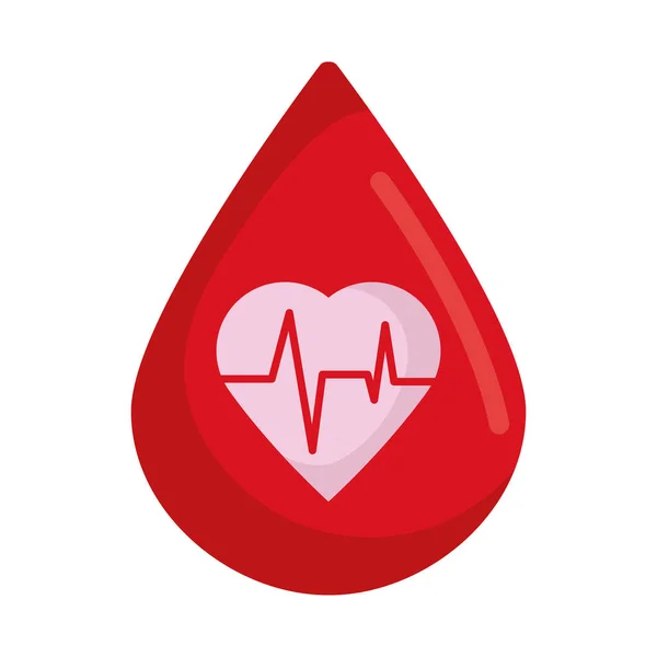 Krople Krwi Kardiologicznym Sercem — Wektor stockowy