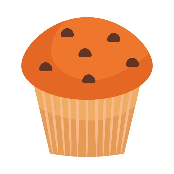 Muffin Čokoládovými Lupínky Bílém Pozadí — Stockový vektor