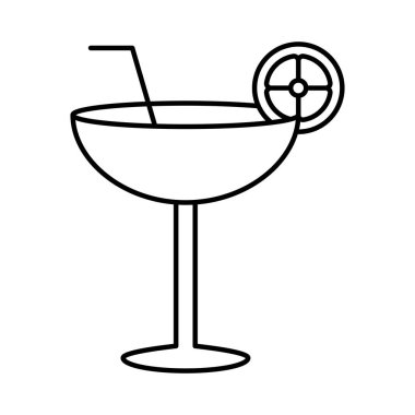 Beyaz arkaplanda tropikal kokteyl simgesi