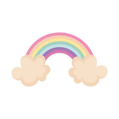 Gökkuşağı ve beyaz arka plan üzerinde bulutlar