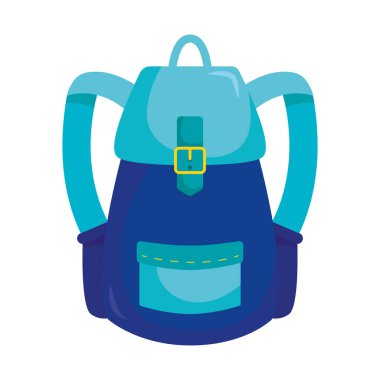 Beyaz arka planda mavi okul çantası