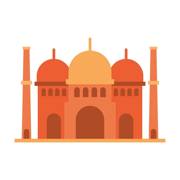 Taj Mahal Icono Sobre Fondo Blanco — Vector de stock