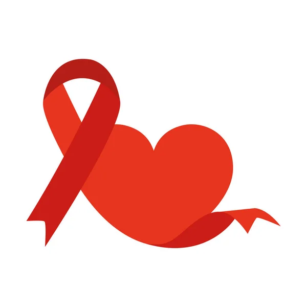 World Aids Day Ribbon Heart — Stock Vector