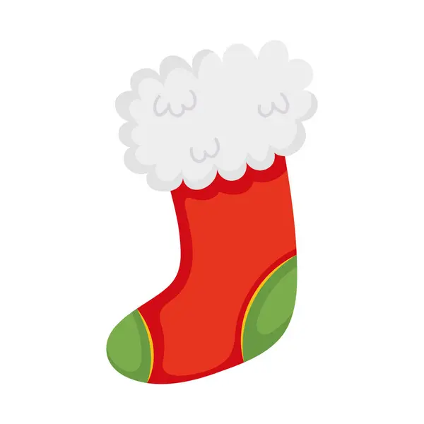 白い背景の上のクリスマス靴下アイコン — ストックベクタ