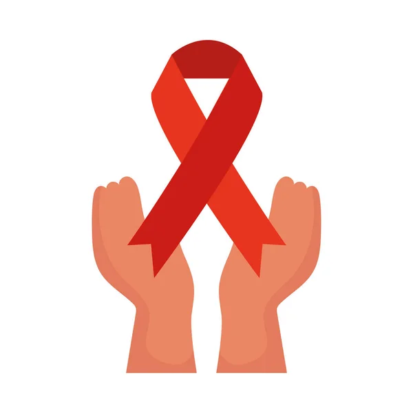 Welt Aids Tag Band Und Hände — Stockvektor