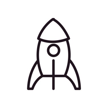 düz kalın roket simgesi beyaz üzerine