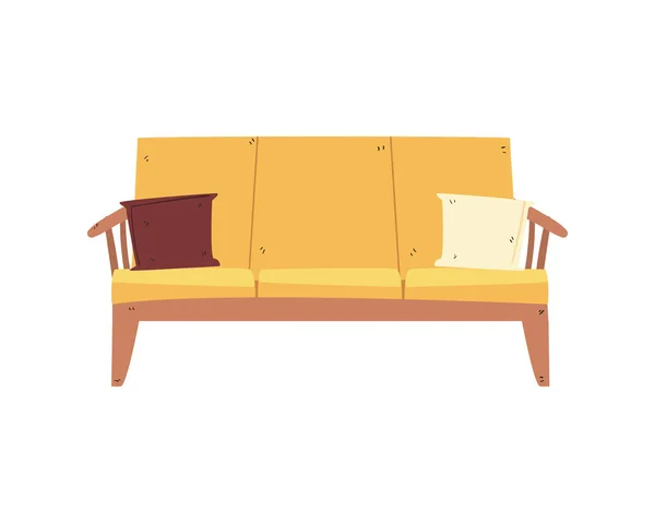Sofa Interior Datar Atas Putih - Stok Vektor