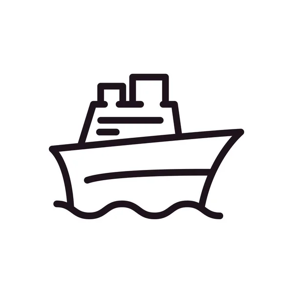 Düz Kalın Tekne Simgesi Beyaz Üzerine — Stok Vektör