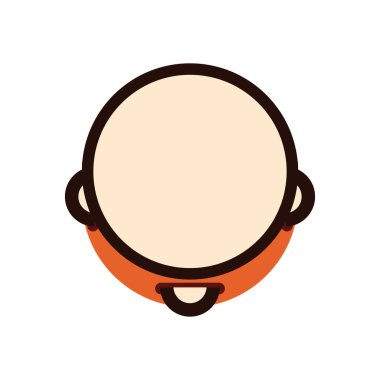 Düz tamborin tasarımı beyaz üzerine