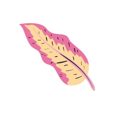 Düz tropikal pastel yaprak çizimi beyaz üzerine