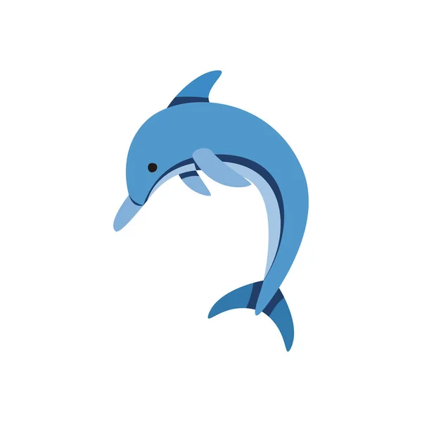 Lapos Színű Delfin Több Mint Fehér — Stock Vector