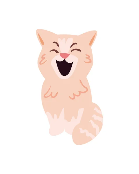 Flat Yawning Cat White — Stock Vector