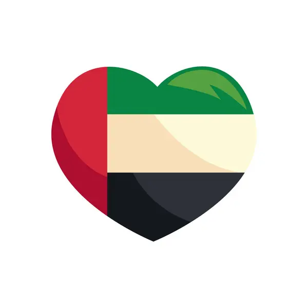 Ícone Bandeira Coração Plana Dos Emirados Árabes Unidos — Vetor de Stock