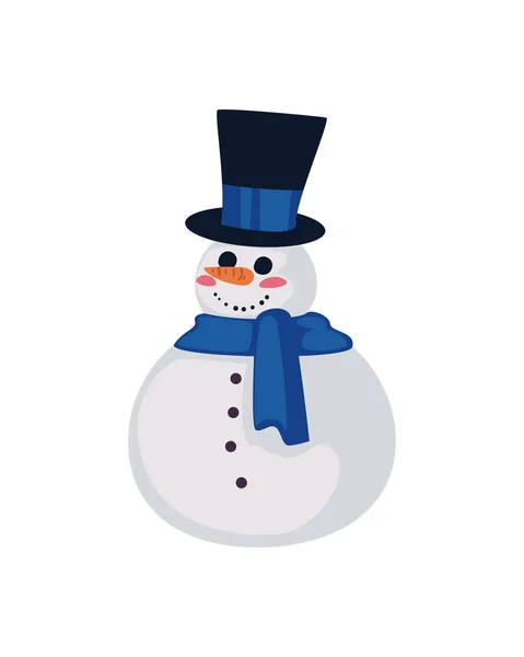 Flat Christmas Snowman White — Stock Vector
