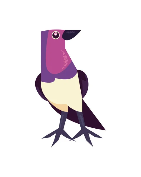 Pájaro Púrpura Plano Sobre Blanco — Archivo Imágenes Vectoriales
